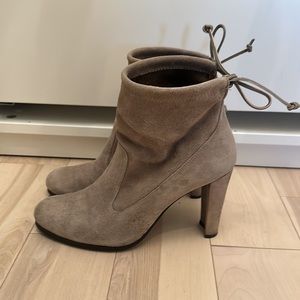 Stuart Weitzman Suede Grey Perfection Ankle Bow tie Boots